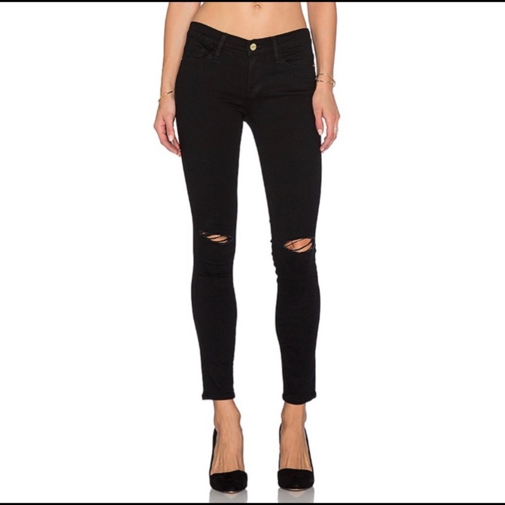 Frame Vian ripped distressed black skinny jeans size 27
